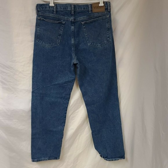 Wrangler Rugged Wear Mens 36x32 Straight Leg Denim Blue Work Heavy Jeans - Picture 5 of 9